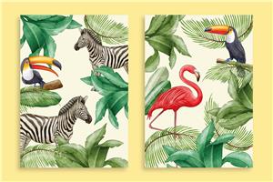 矢量动植物-手绘水彩画野生动物封面